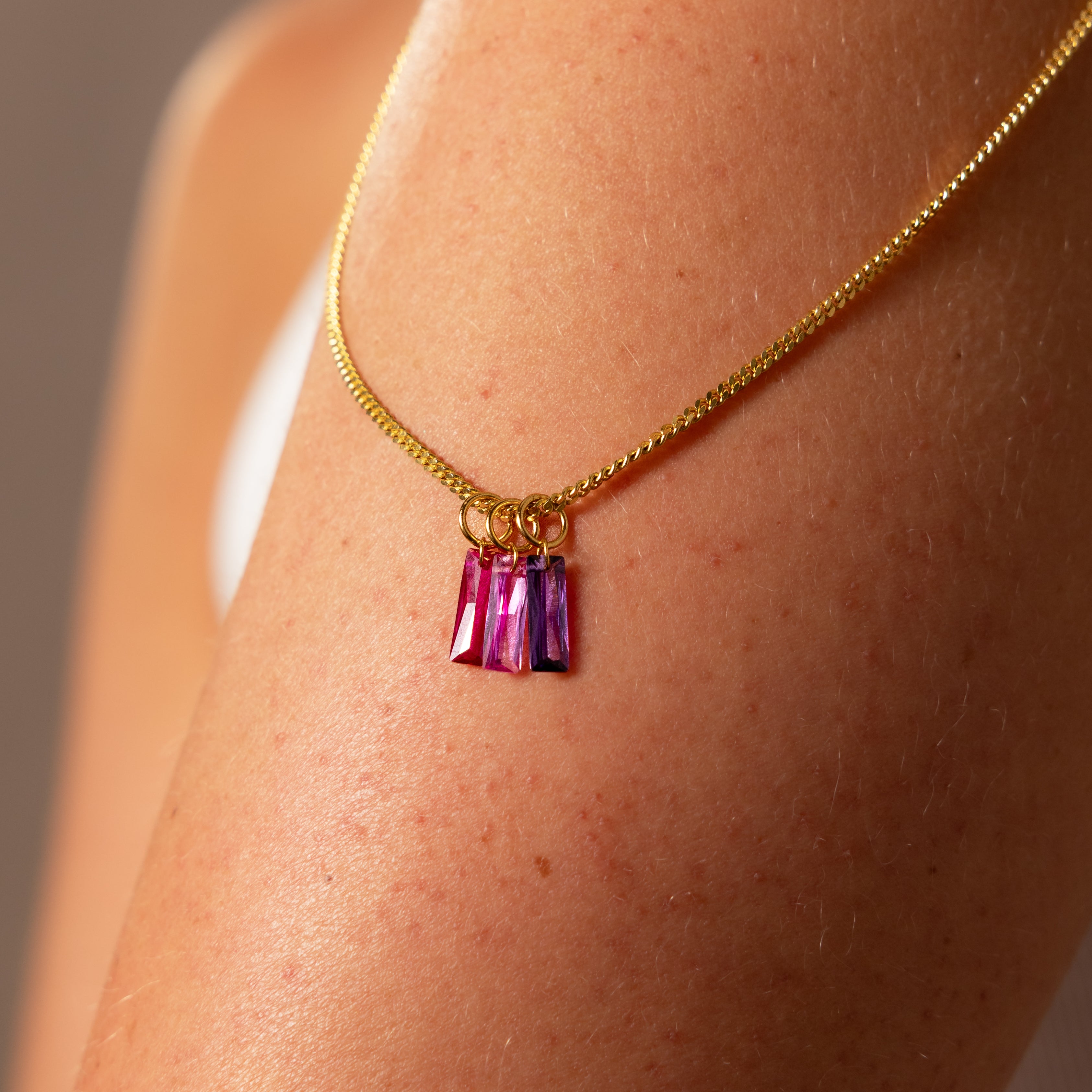 Skinny Baguette Ruby Charm