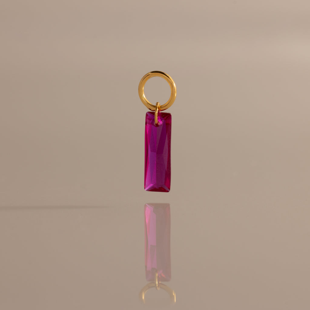 Skinny Baguette Ruby Charm