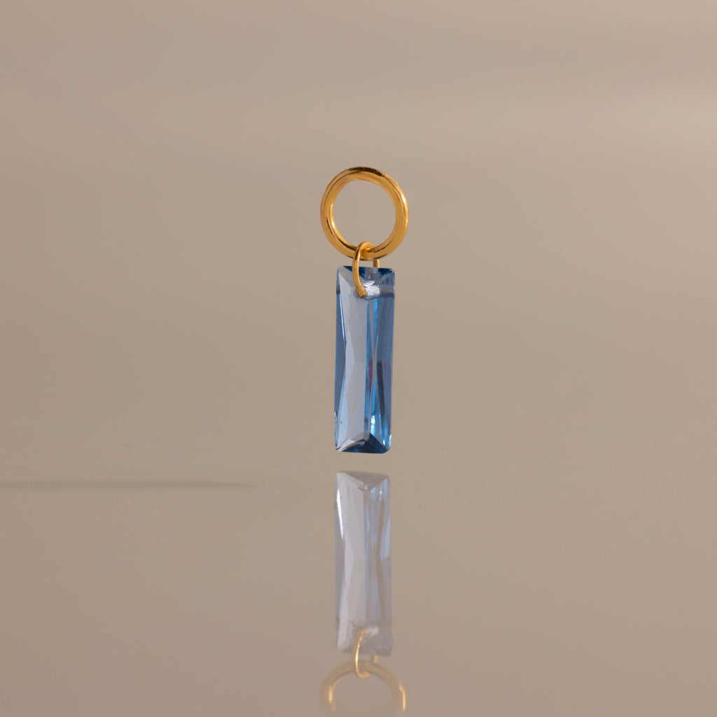 Skinny Baguette Blue Zircon Charm