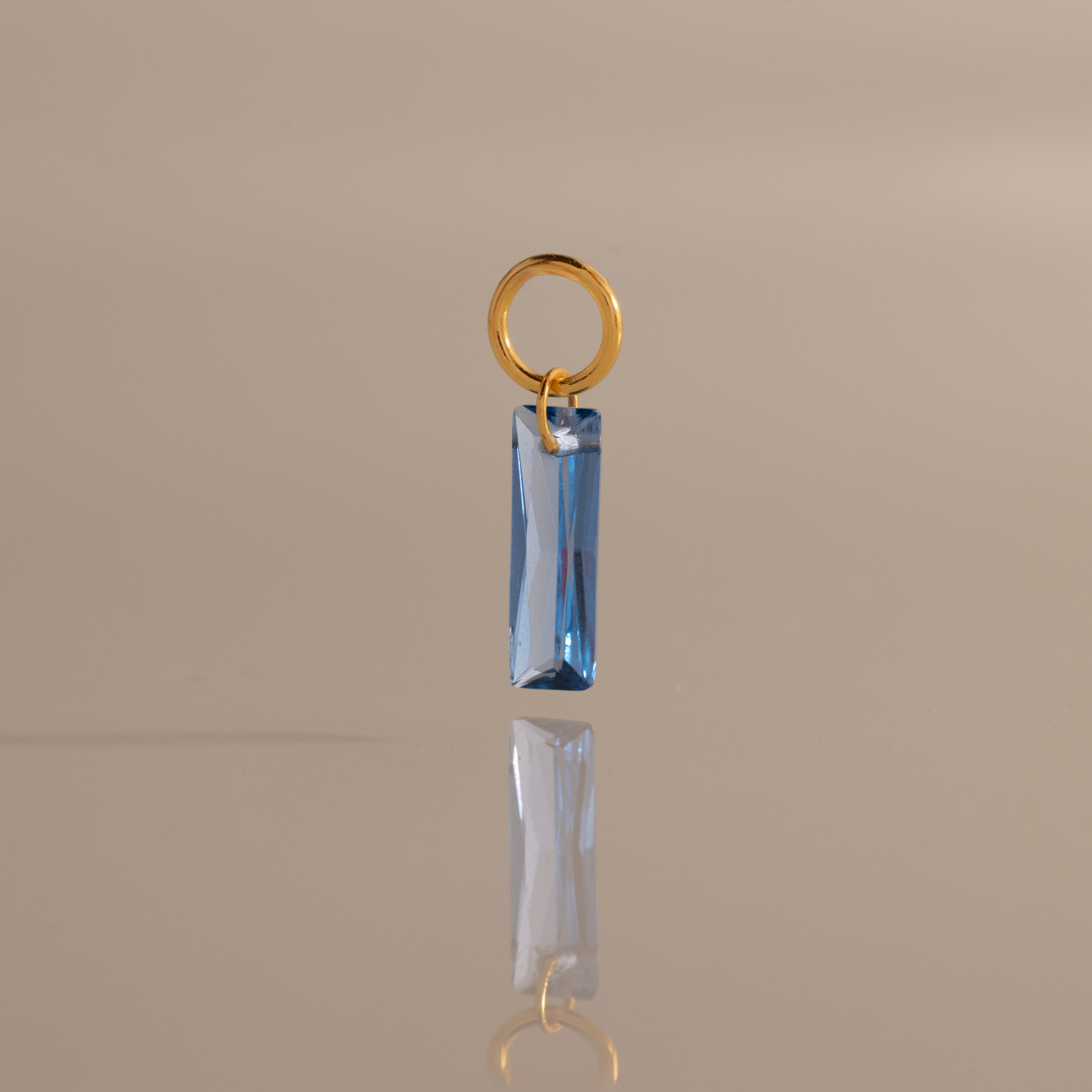 Skinny Baguette Blue Zircon Charm