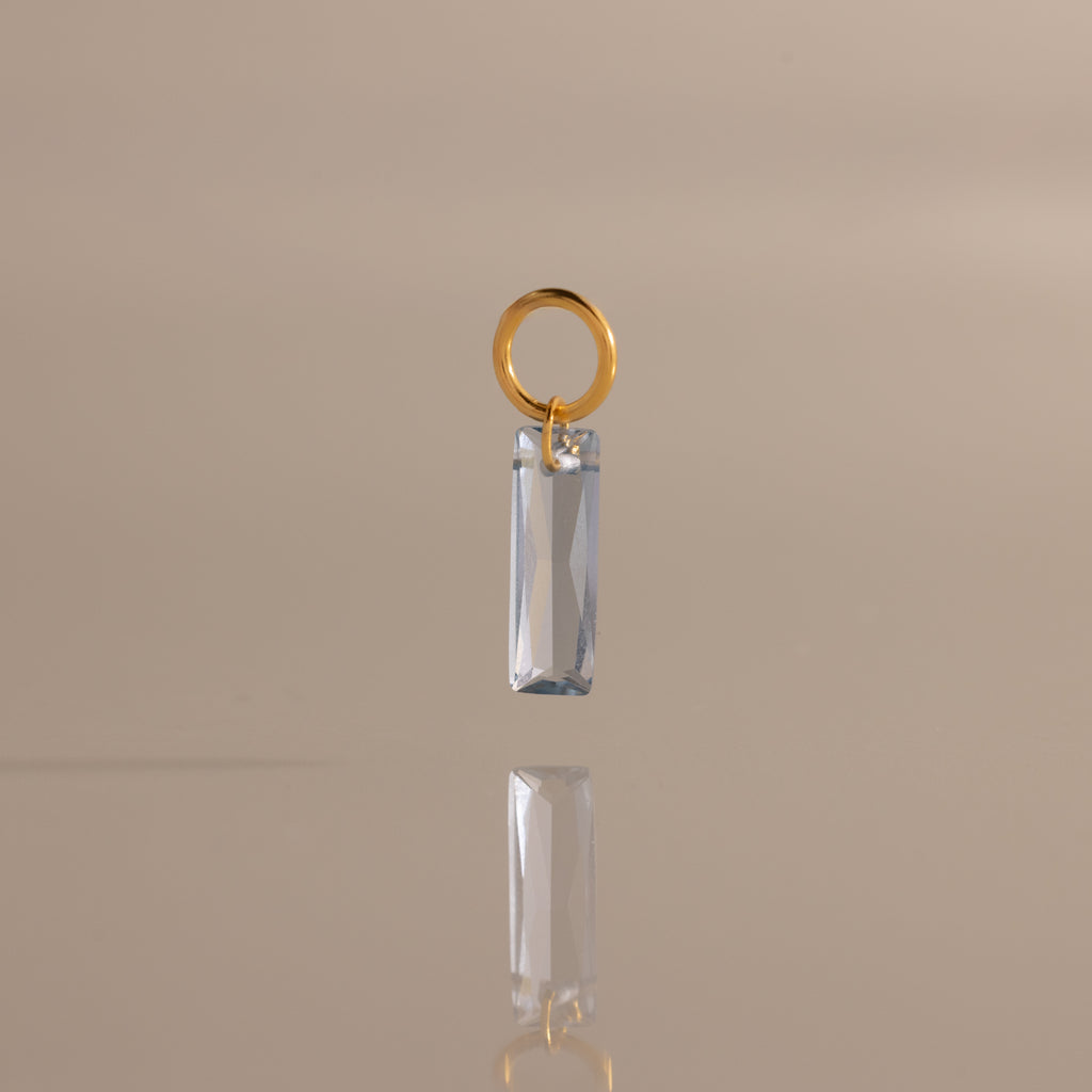 Skinny Baguette Aquamarine Charm
