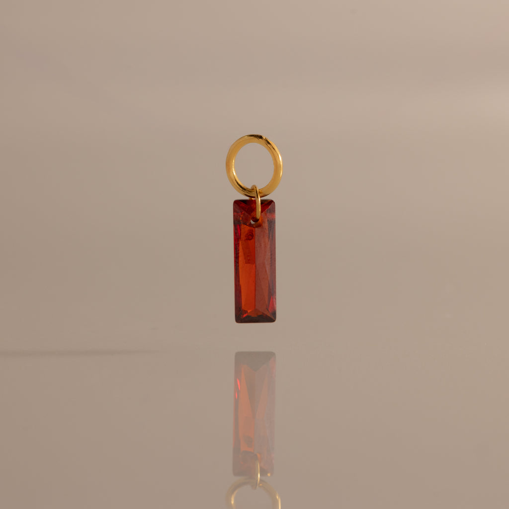 Skinny Baguette Garnet Charm