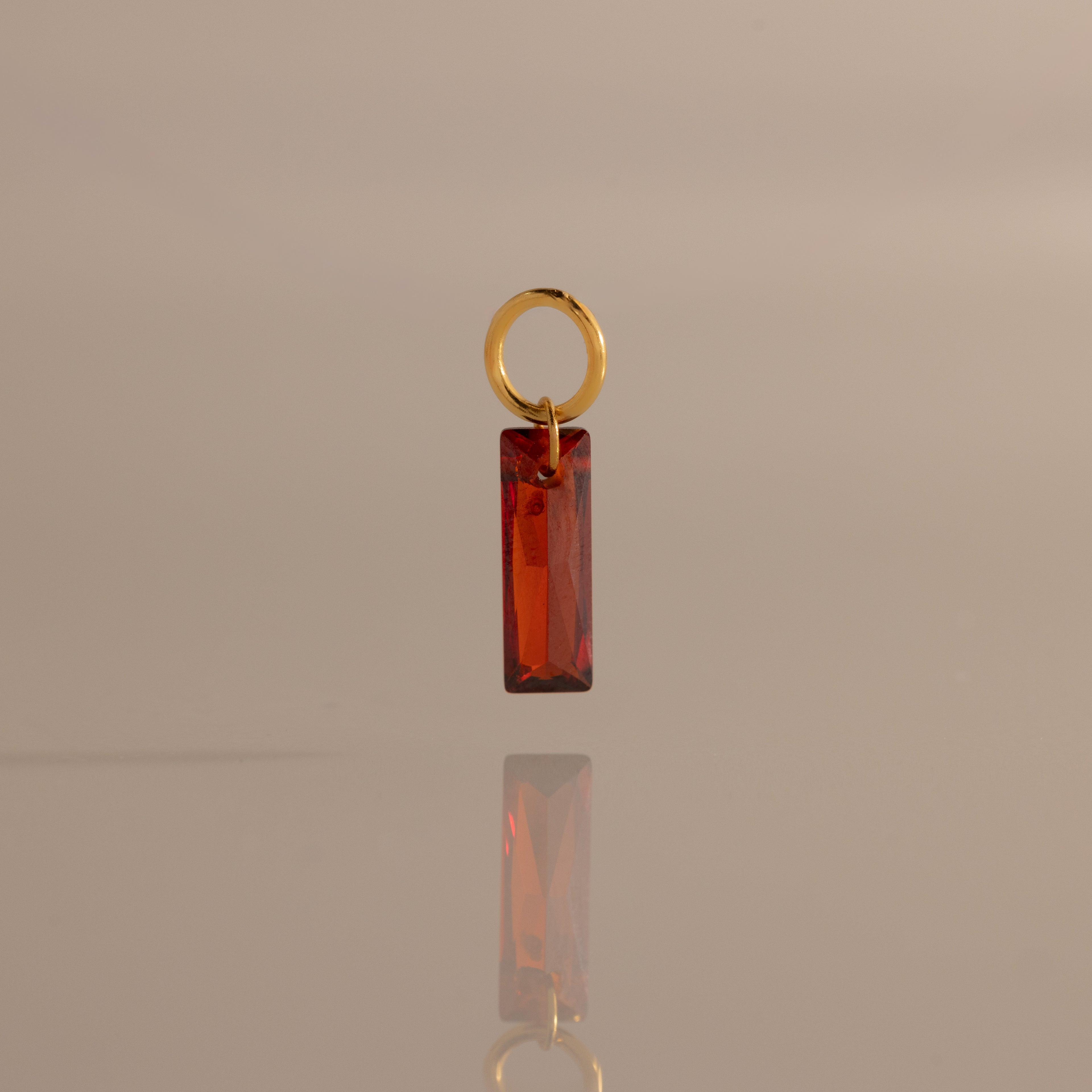 Skinny Baguette Garnet Charm