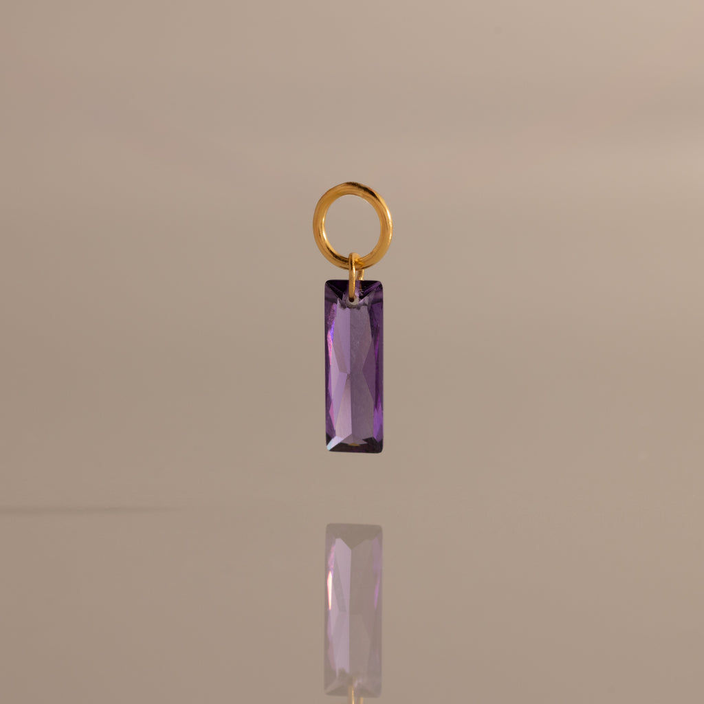 Skinny Baguette Amethyst Charm
