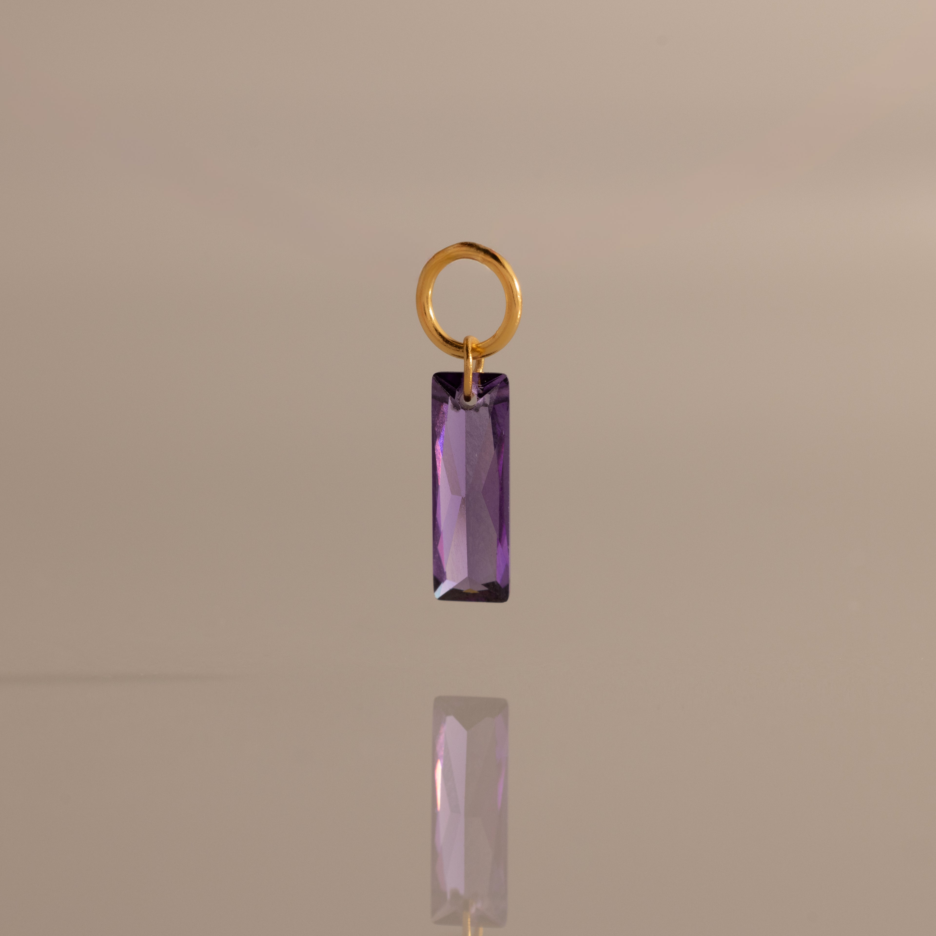 Skinny Baguette Amethyst Charm