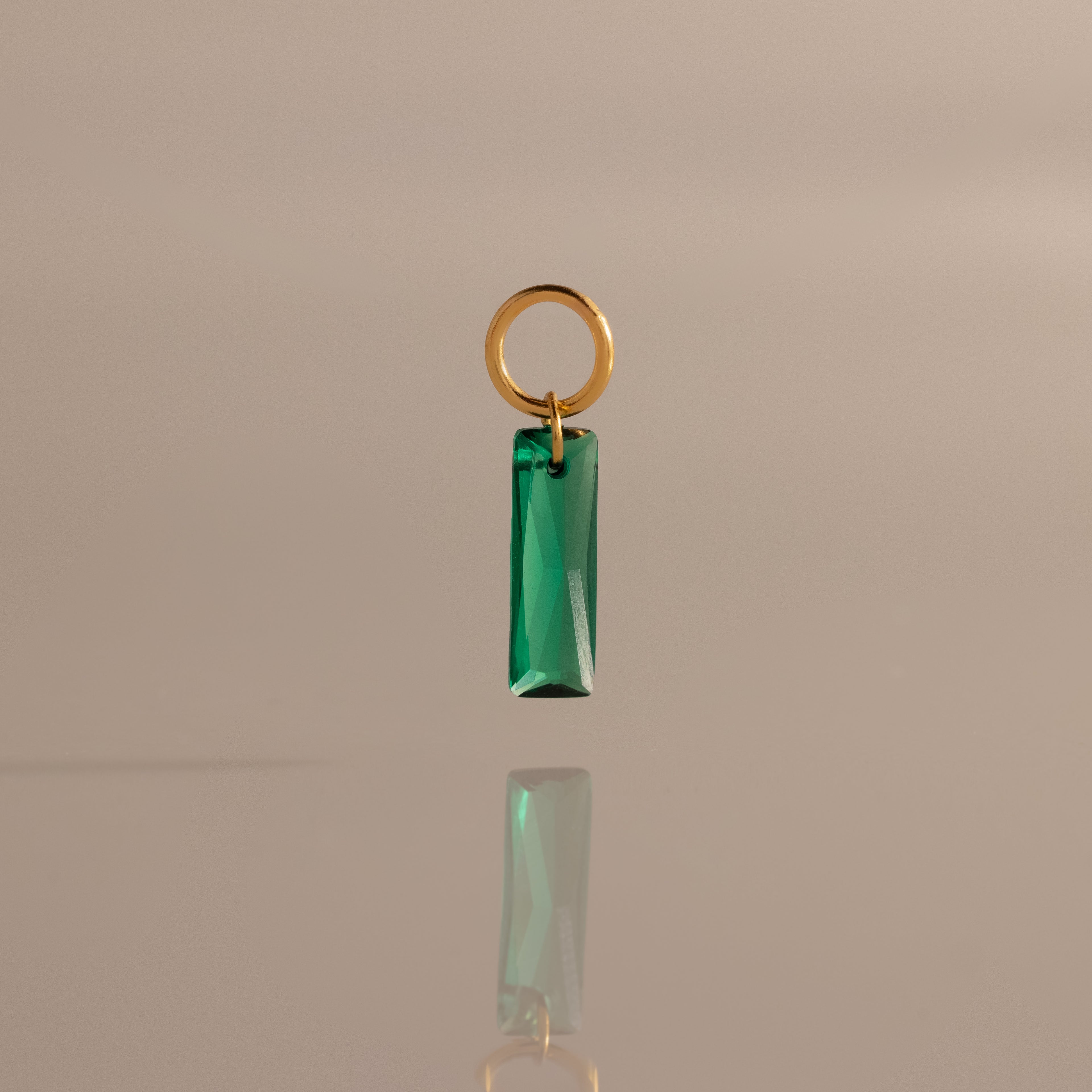 Skinny Baguette Emerald Charm