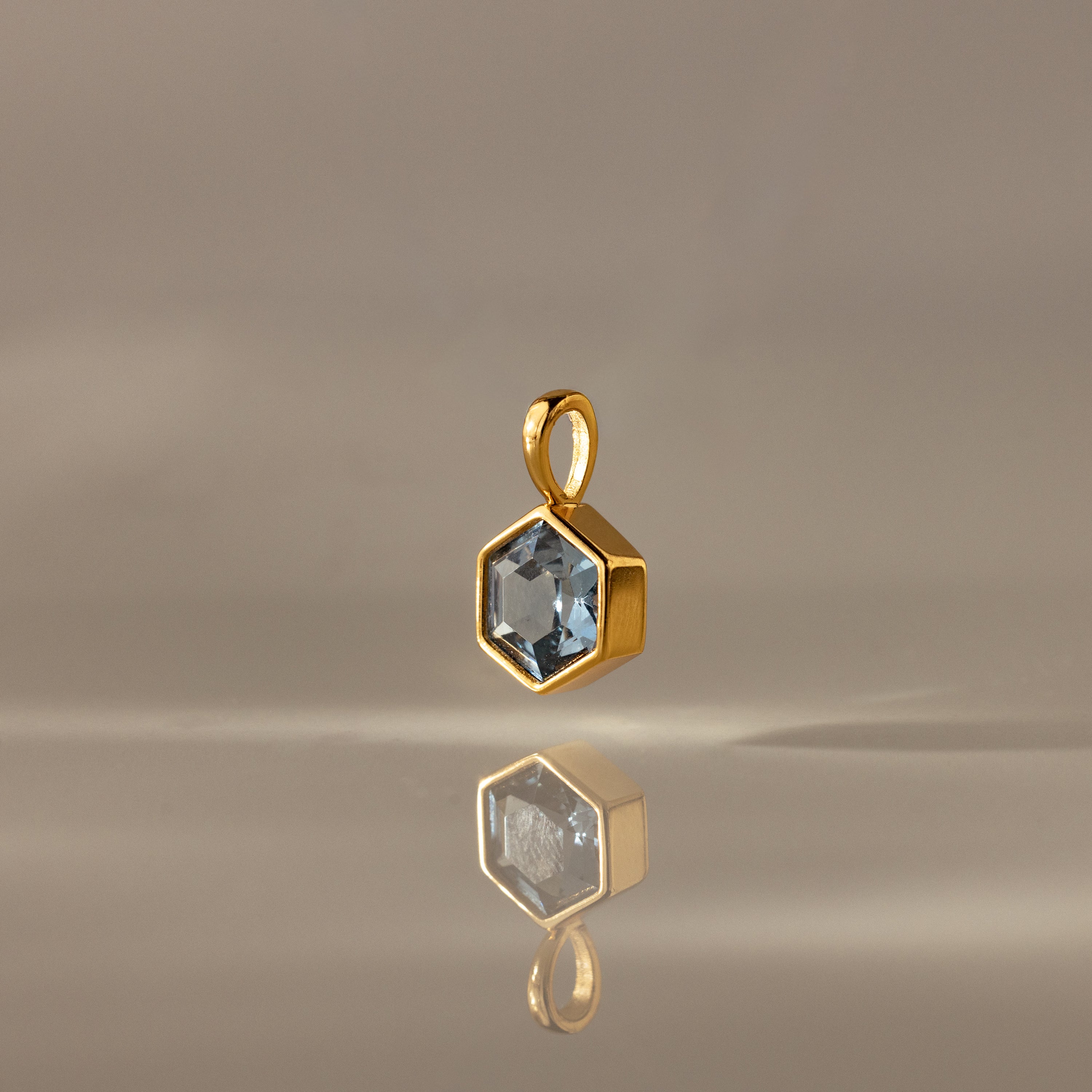 Hexagon Aquamarine Charm