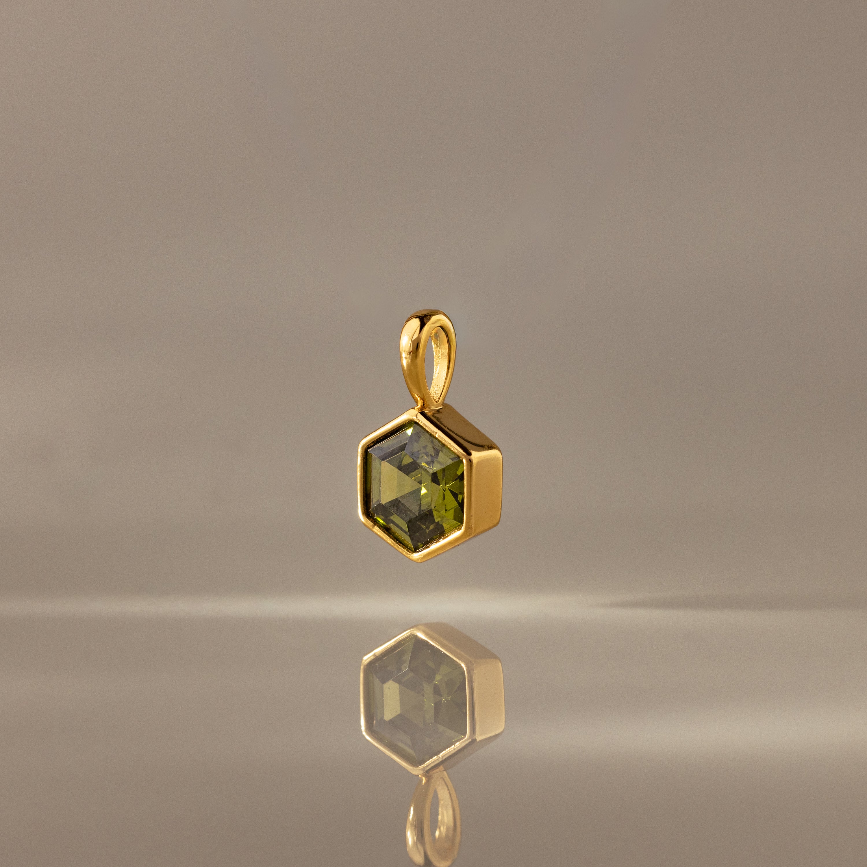 Hexagon Peridot Charm
