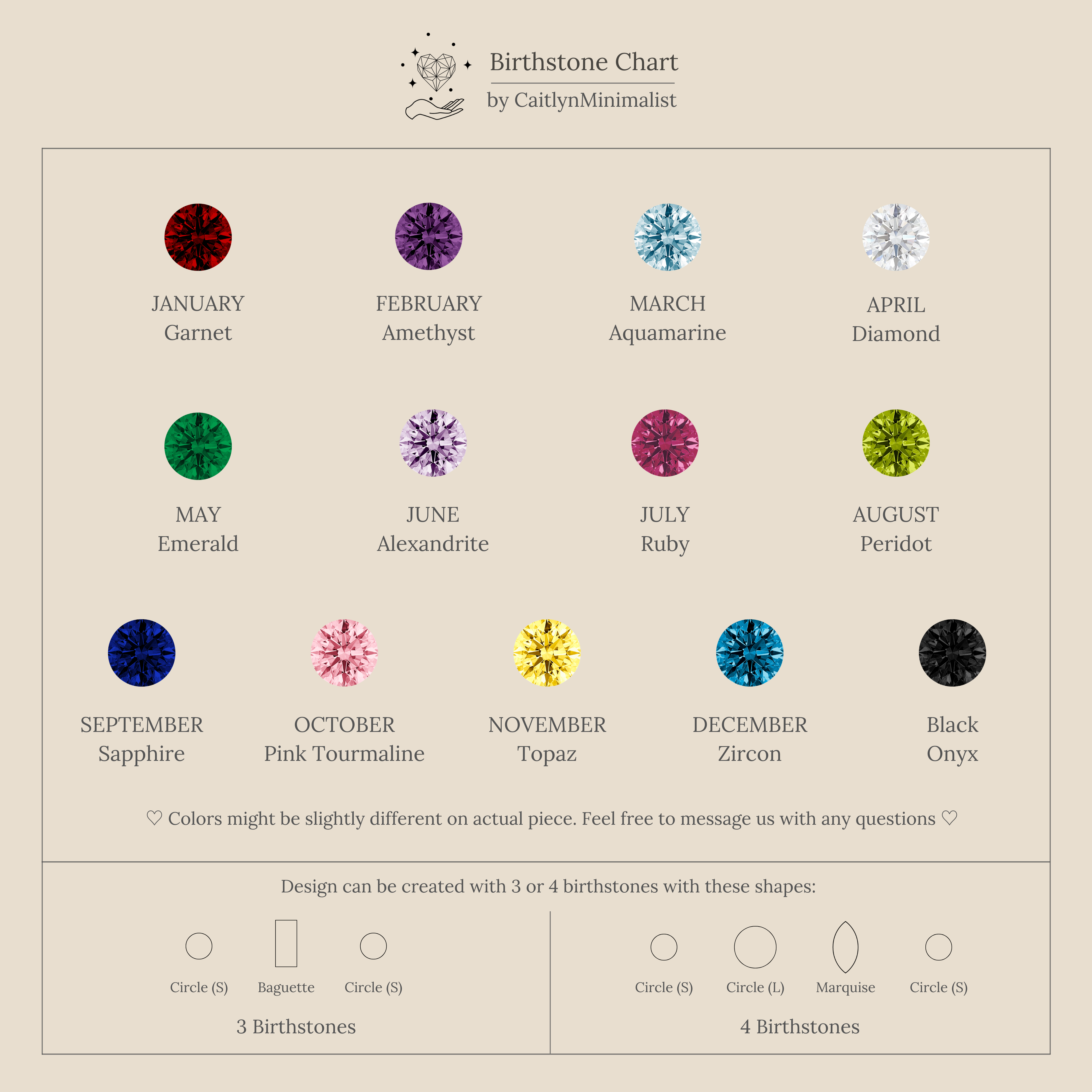 Organic Fingerprint Multi Birthstone Necklace in 18K Gold