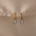Mixed Metal Linked Pave Hoops