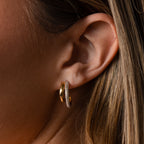 Mixed Metal Duo Pave Hoops