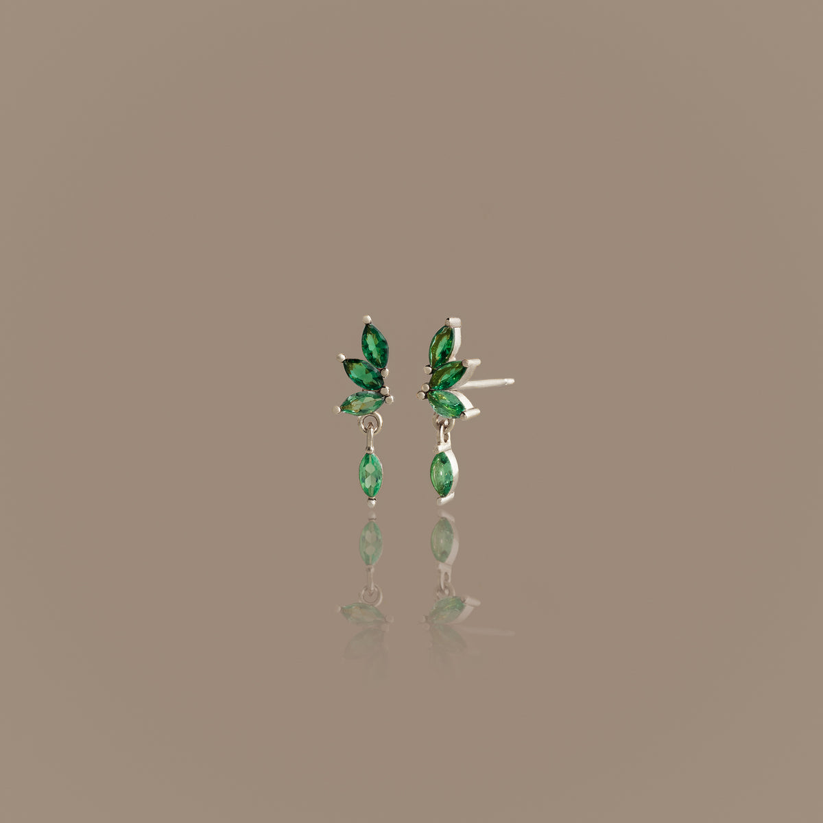 Emerald Marquise  Drop Studs