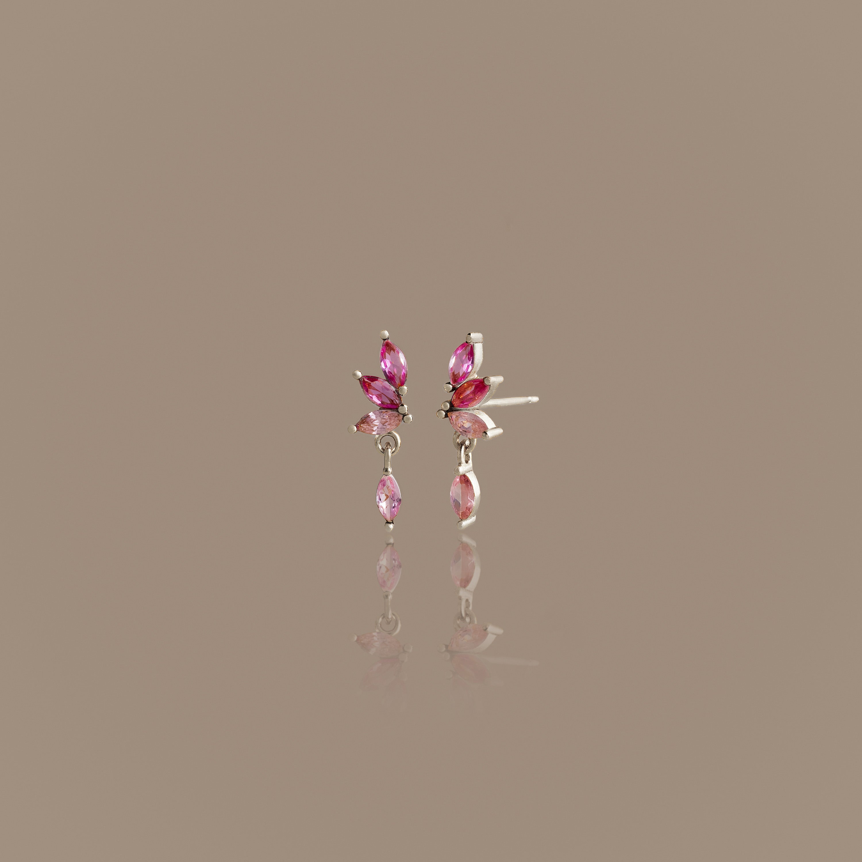 Pink Tourmaline Marquise Drop Studs