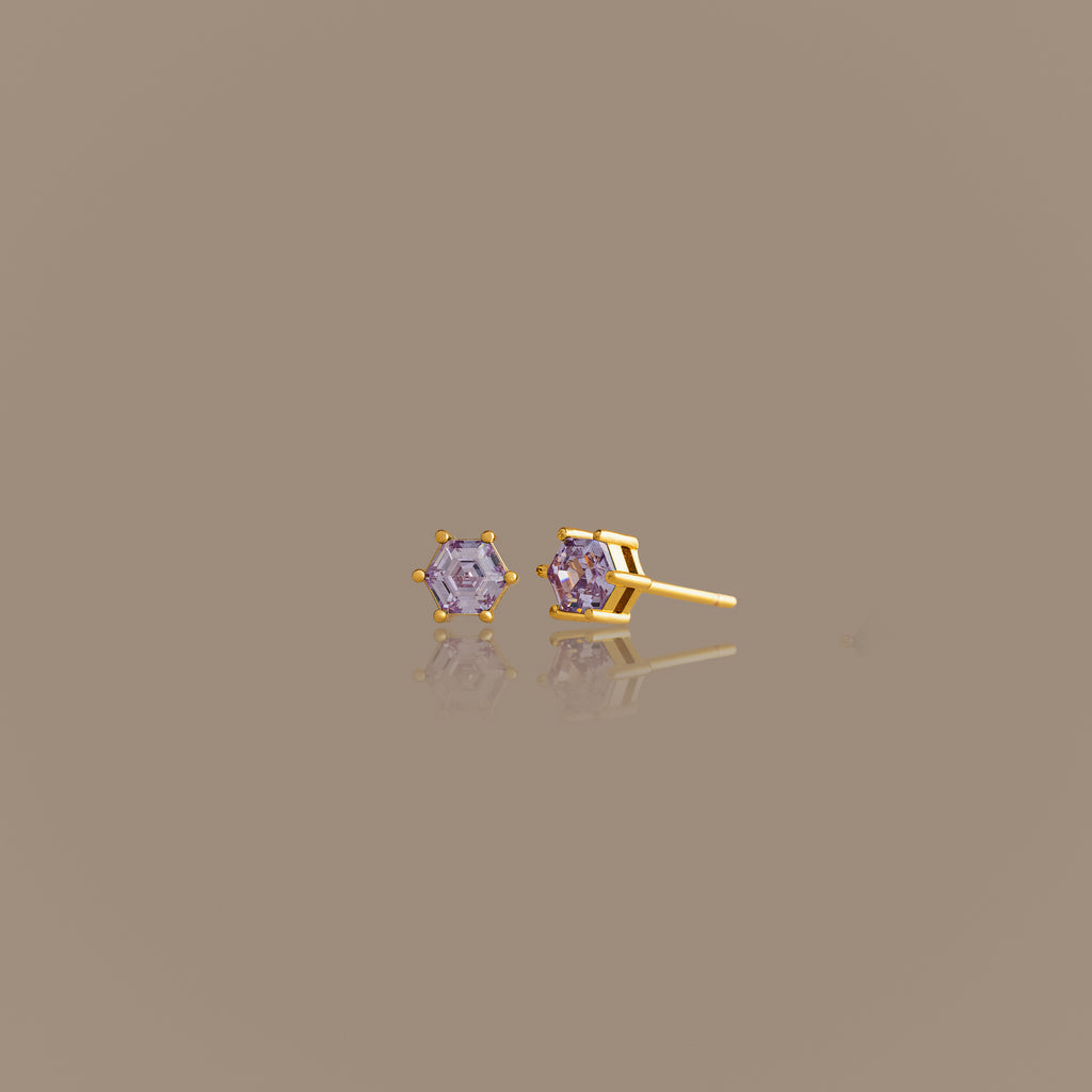 Hexagon Alexandrite Studs
