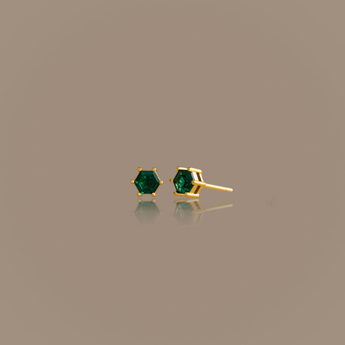 Hexagon Emerald Studs