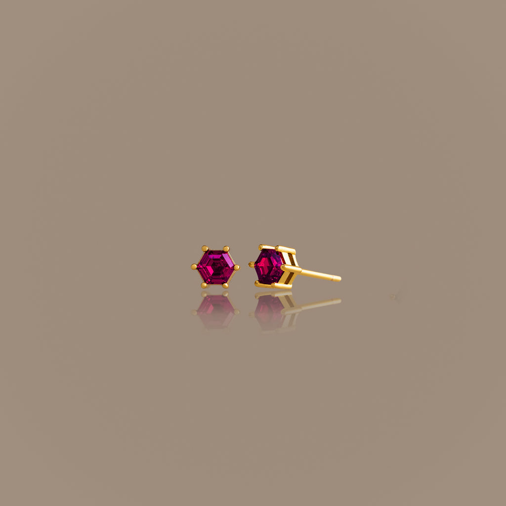 Hexagon Ruby Studs