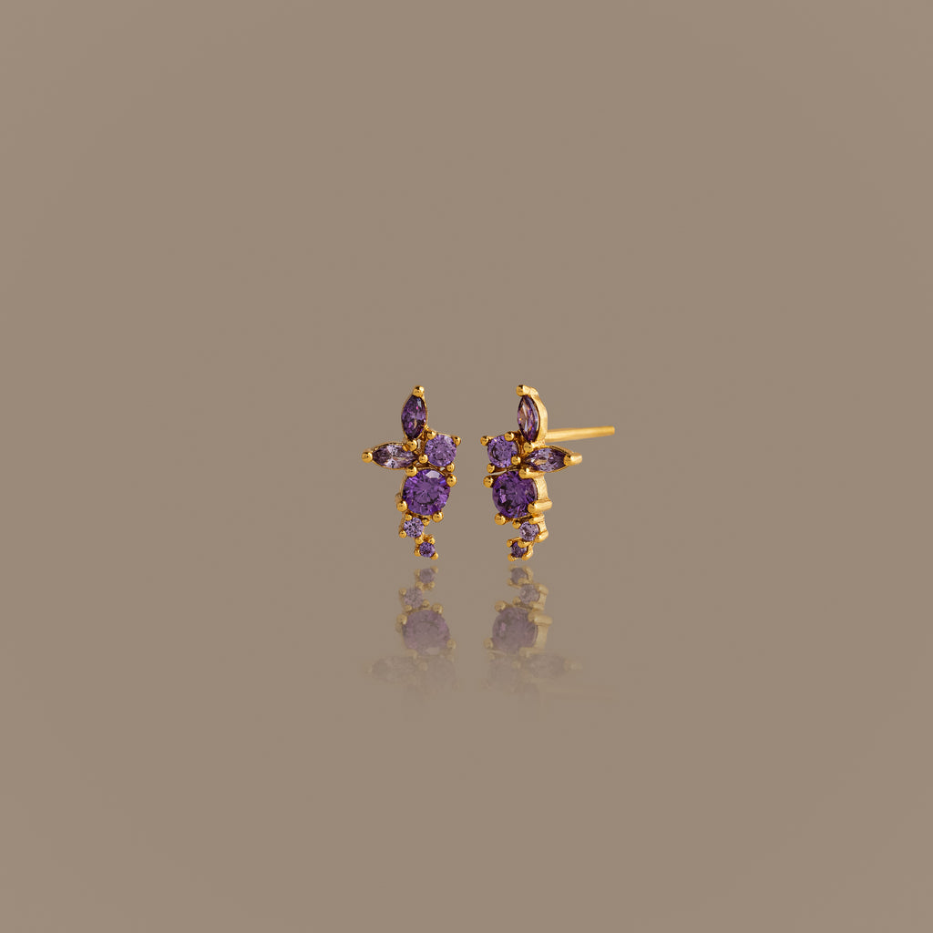 Ombre Cluster Amethyst Studs