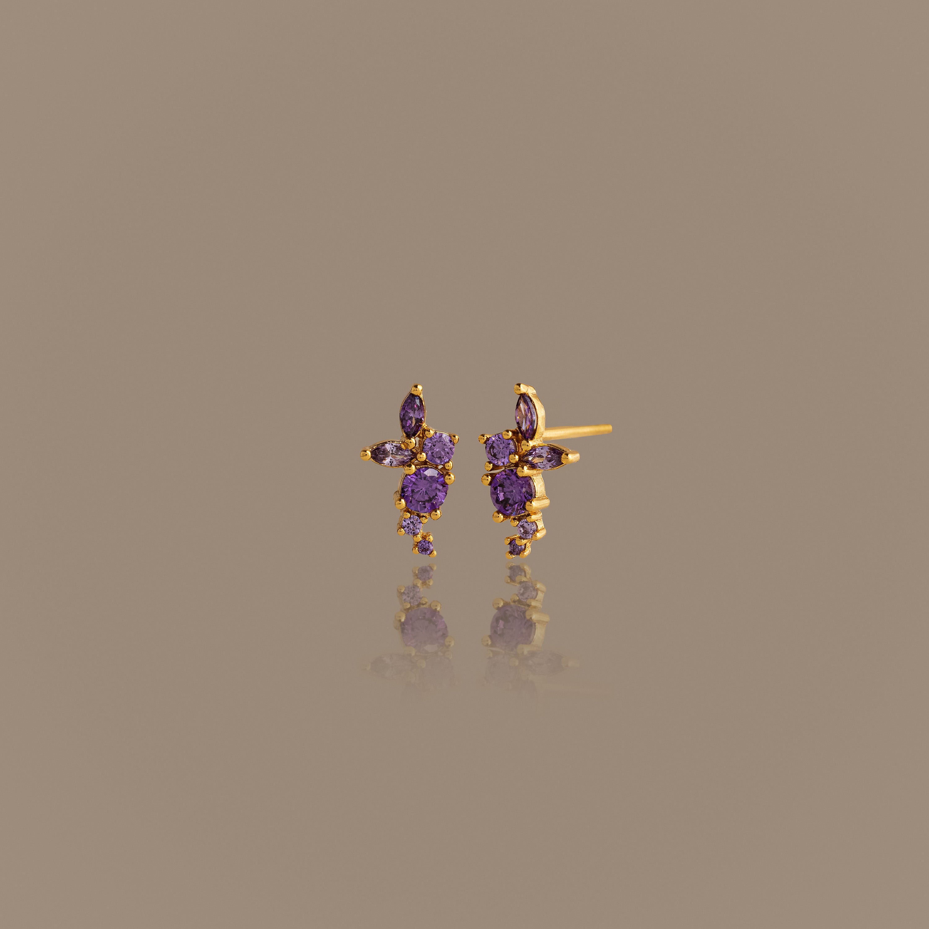 Ombre Cluster Amethyst Studs