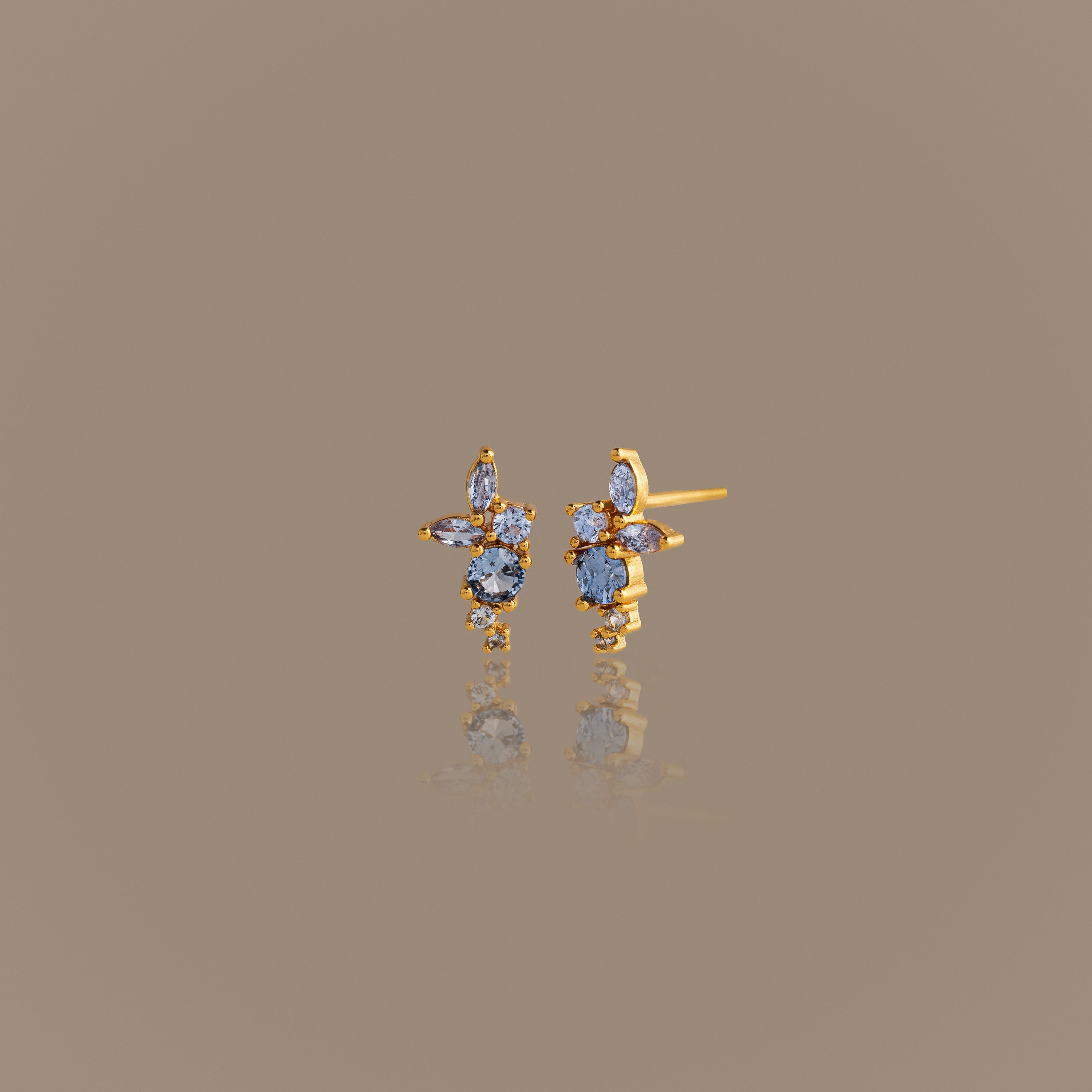 Ombre Cluster Aquamarine Studs