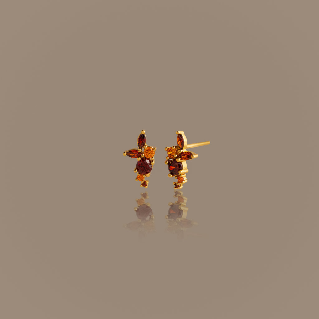 Ombre Cluster Garnet Studs