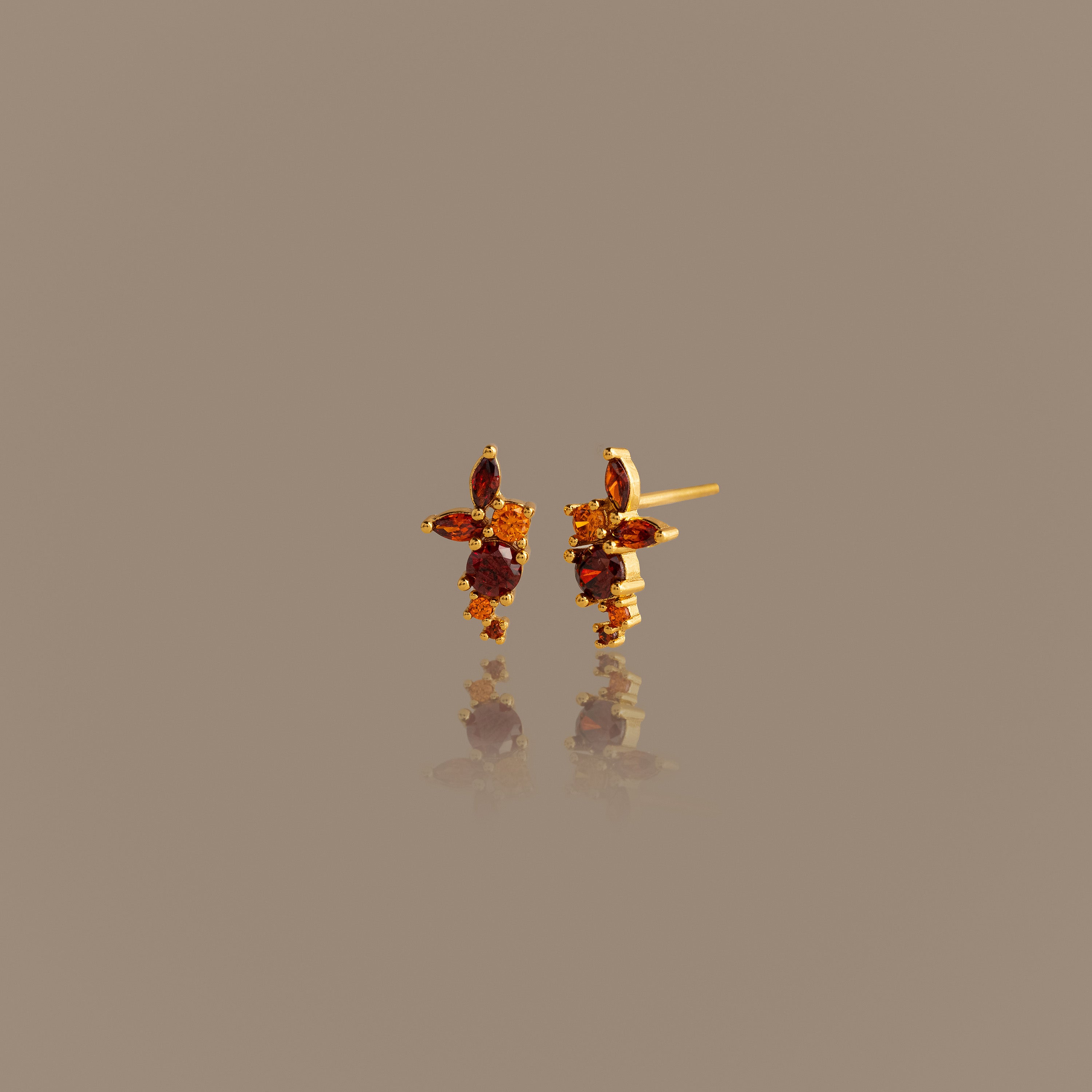 Ombre Cluster Garnet Studs