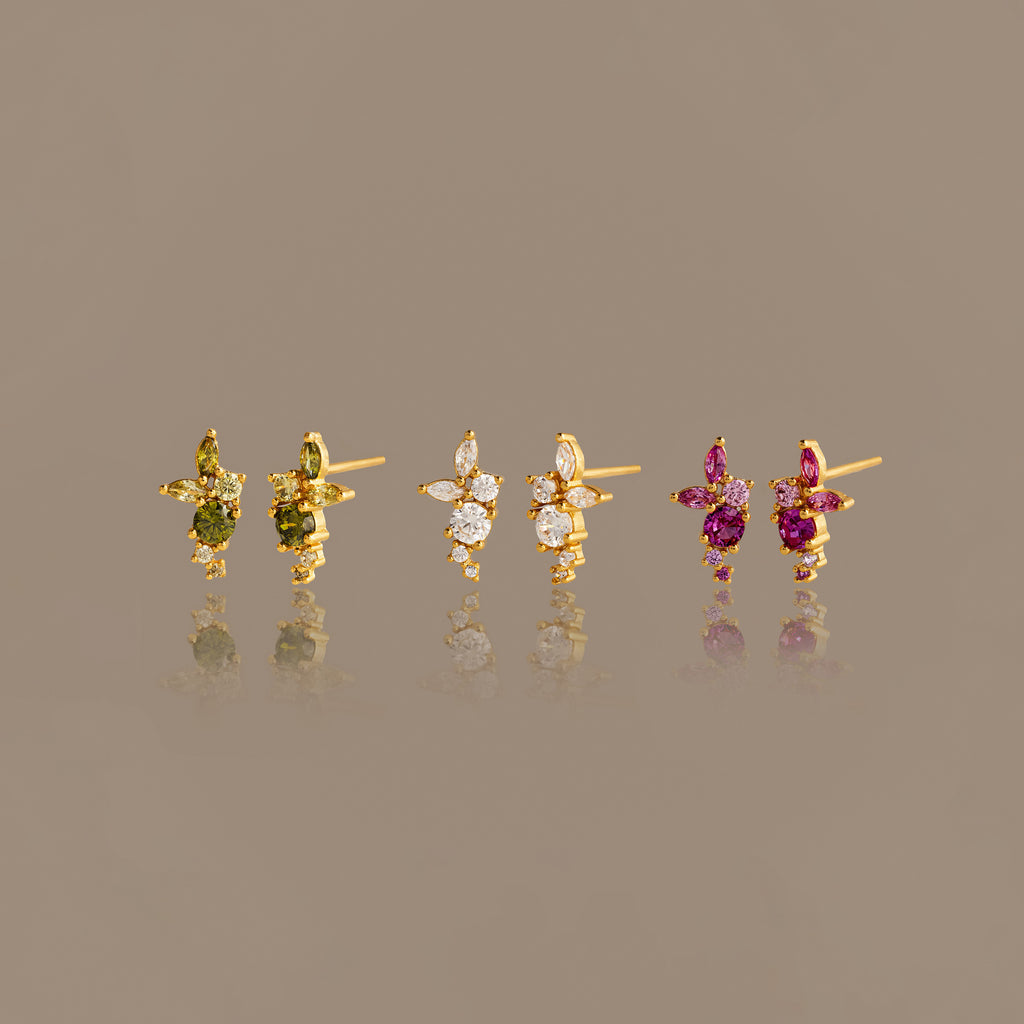 Ombre Cluster Birthstone Studs