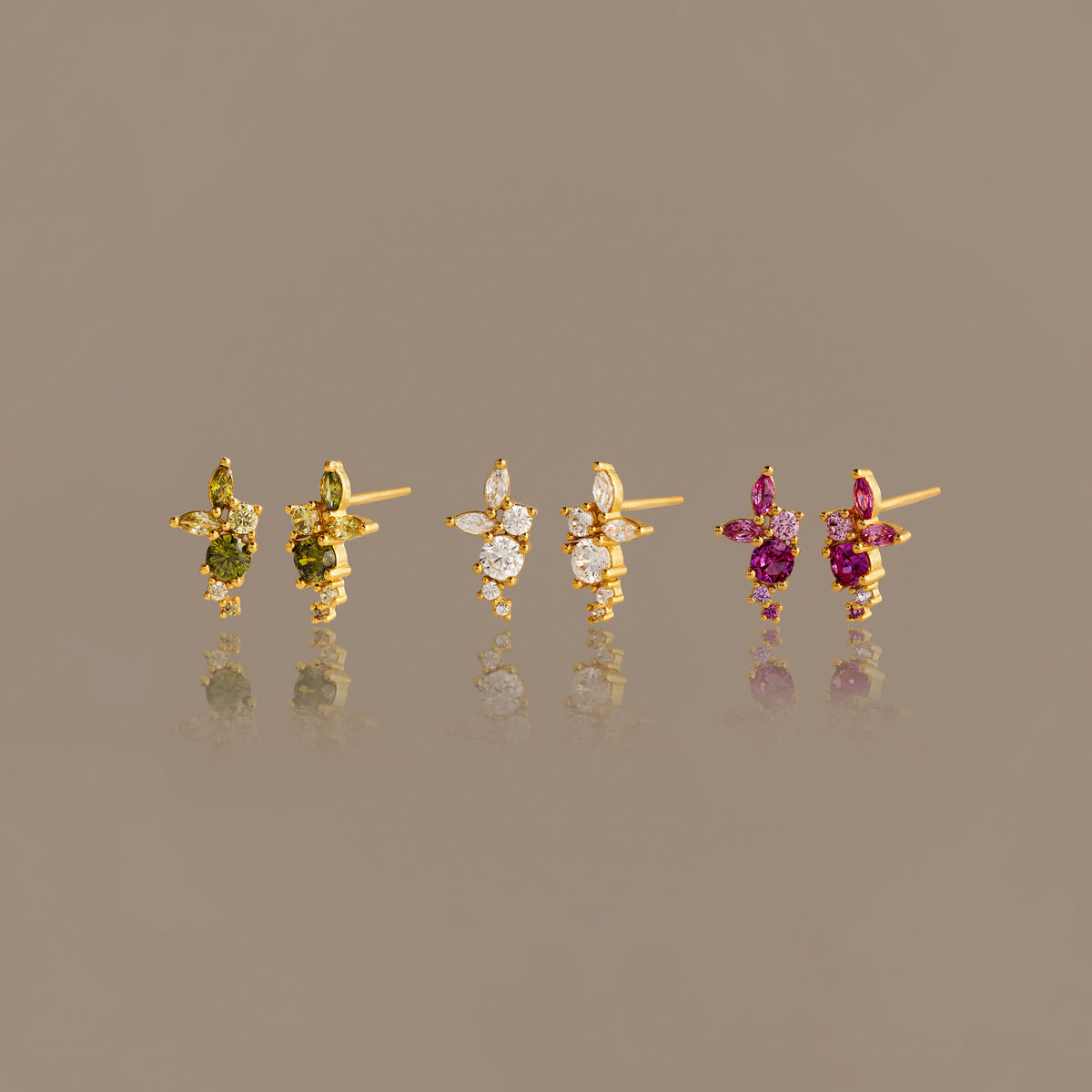 Ombre Cluster Birthstone Studs