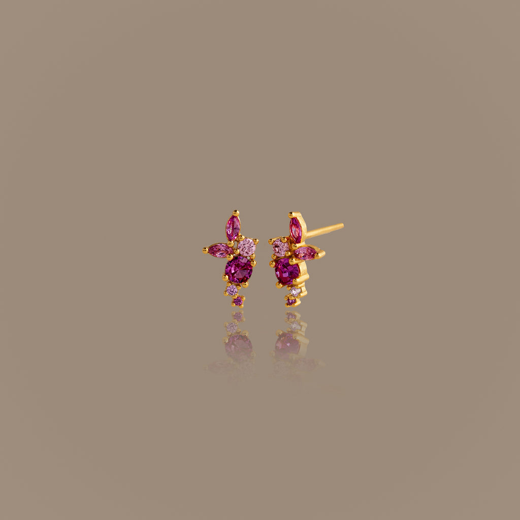 Ombre Cluster Ruby Studs