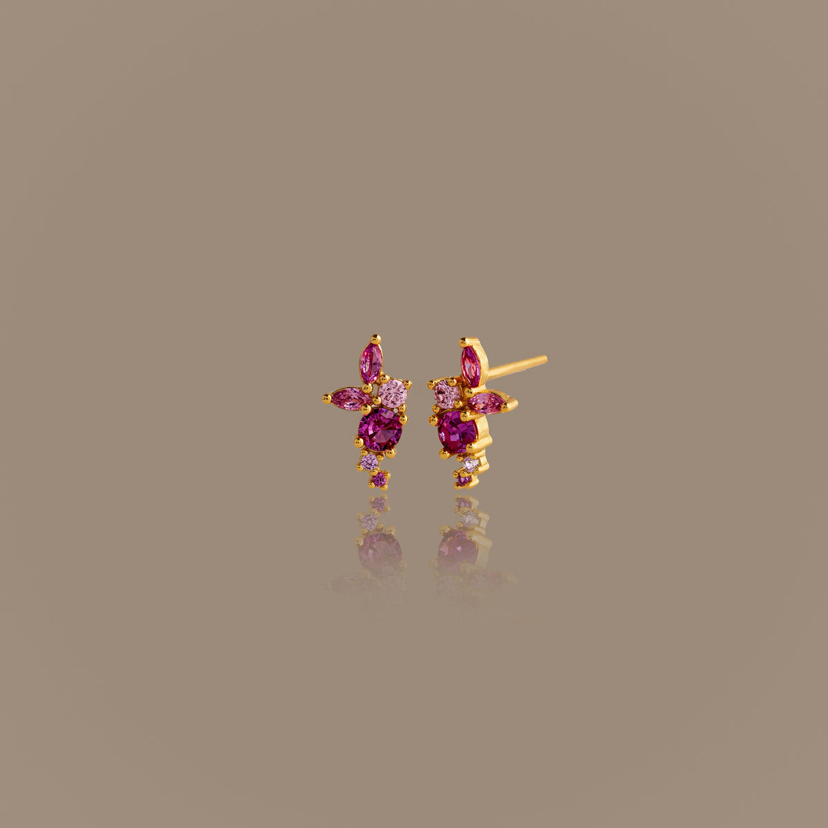 Ombre Cluster Ruby Studs