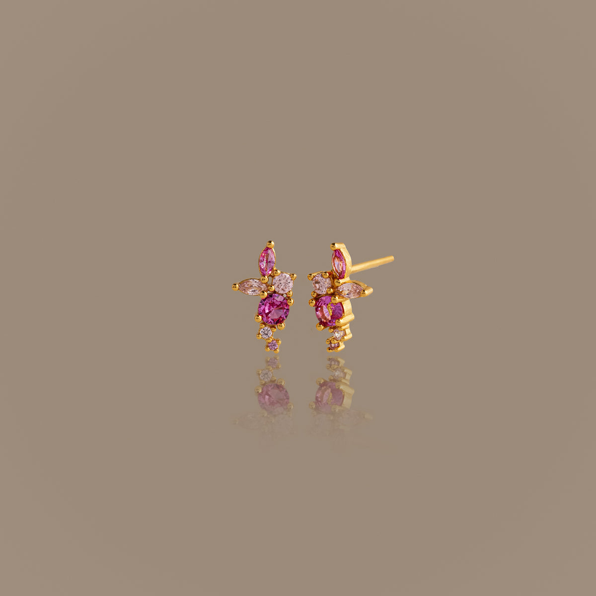Ombre Cluster Pink Tourmaline Studs