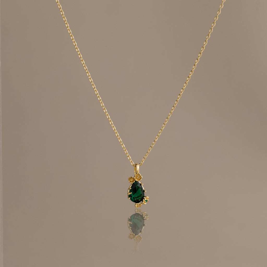 Emerald Blossom Charm Necklace