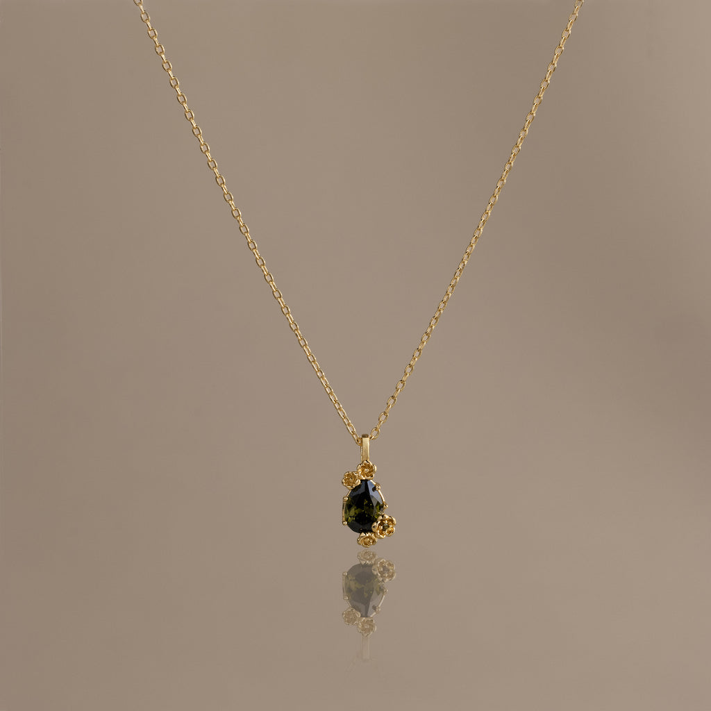 Peridot Blossom Charm Necklace