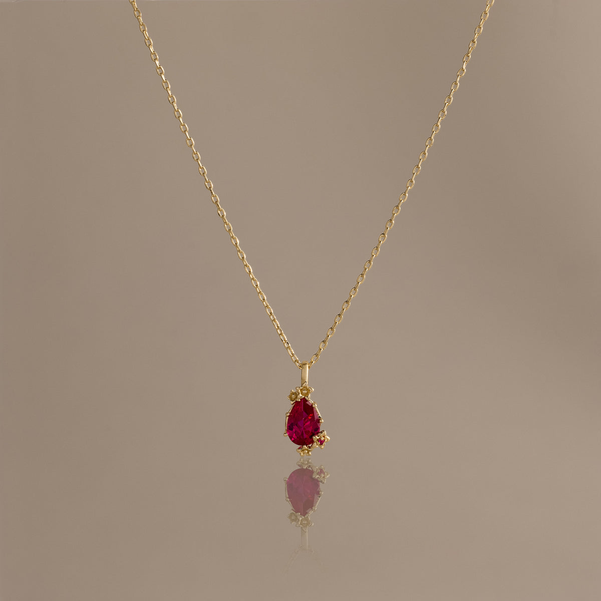 Ruby Blossom Charm Necklace