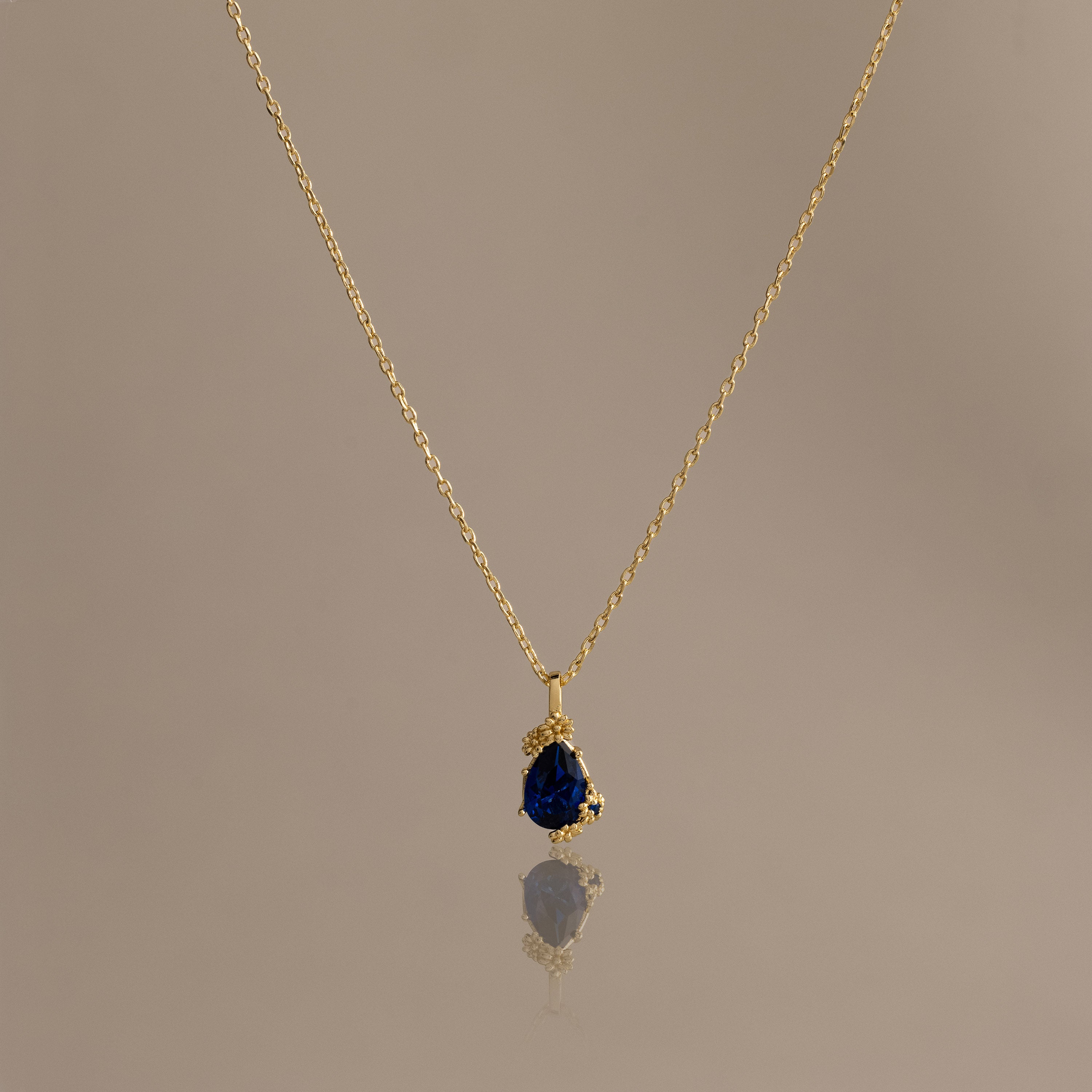 Sapphire Blossom Charm Necklace