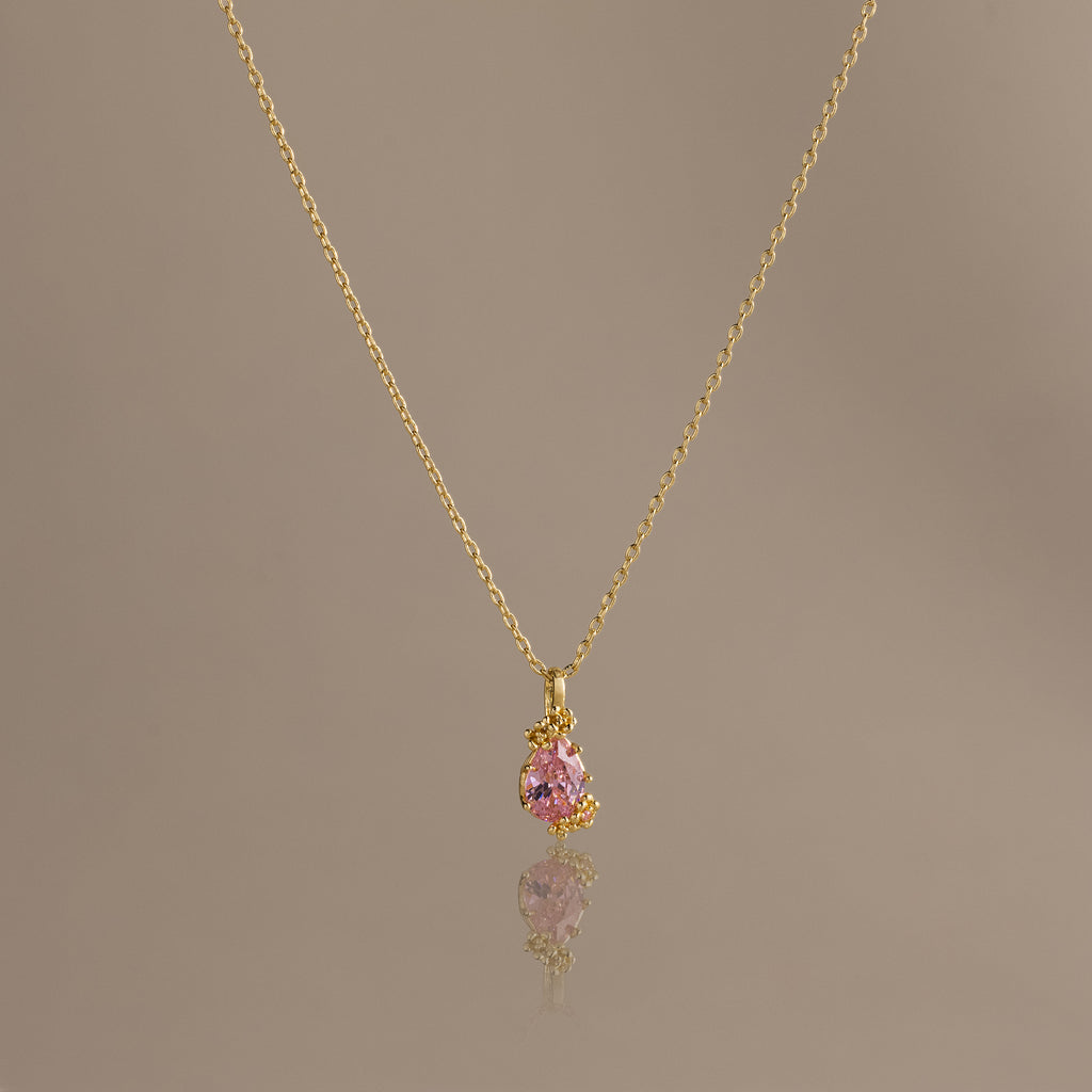 Pink Tourmaline Blossom Charm Necklace