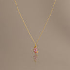 Pink Tourmaline Blossom Charm Necklace