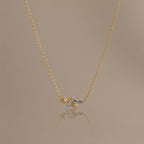 Mixed Metal Aquamarine Flower Necklace