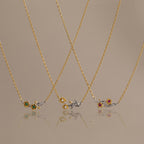 Mixed Metal Birthstone Flower Necklace