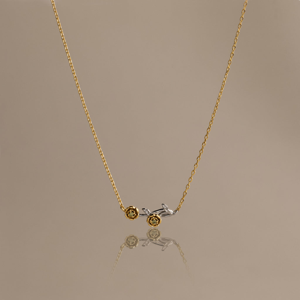 Mixed Metal Peridot Flower Necklace