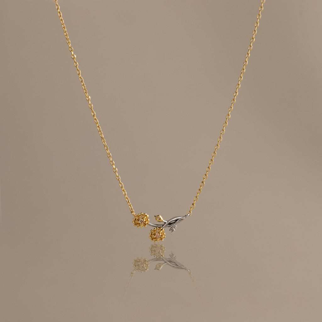 Mixed Metal Topaz Flower Necklace