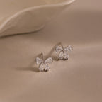 Coquette Bow Earring Set in Silver