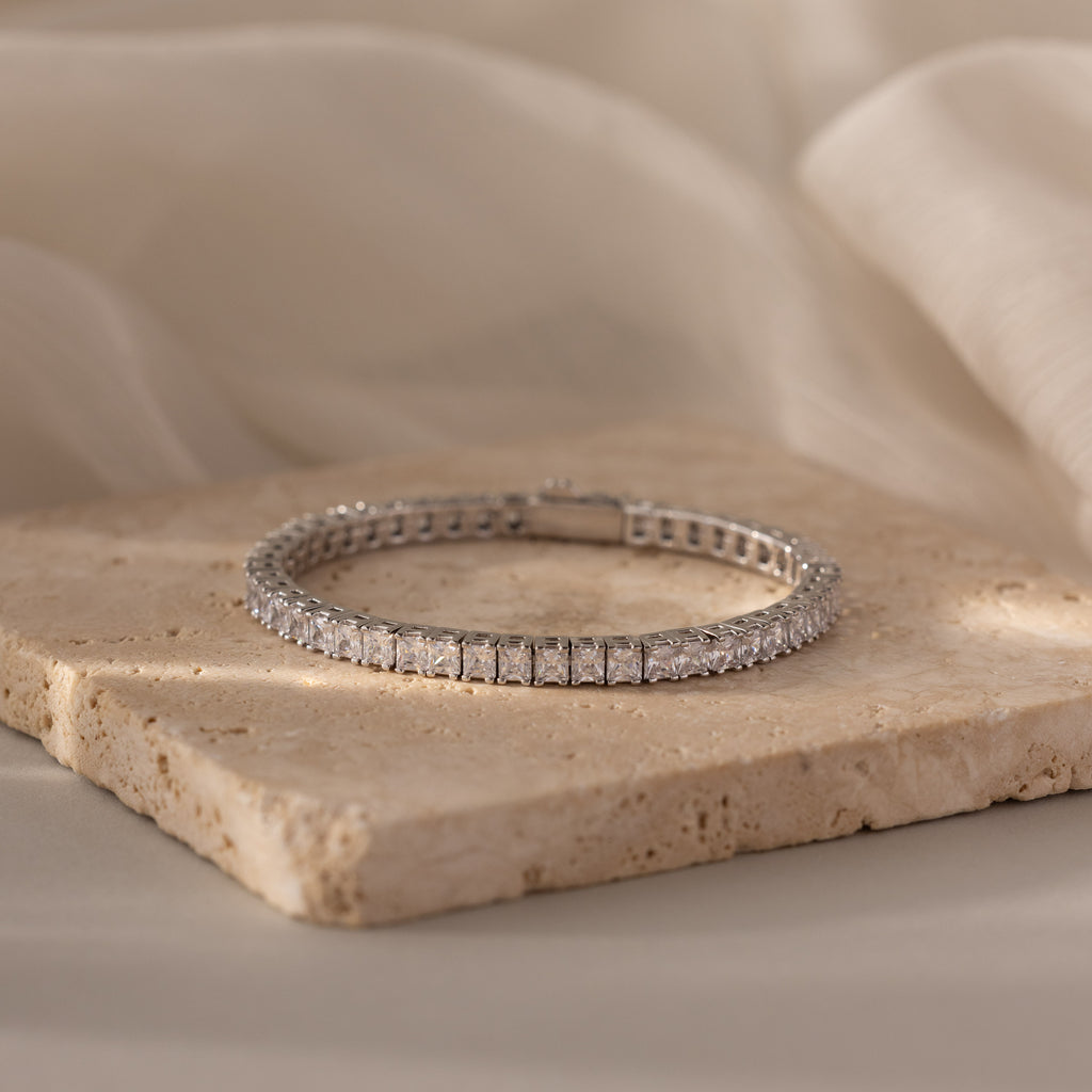 Princess Diamond Tennis Bracelet in Silver