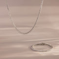3-Prong Diamond Tennis Necklace & Bracelet Set in Silver