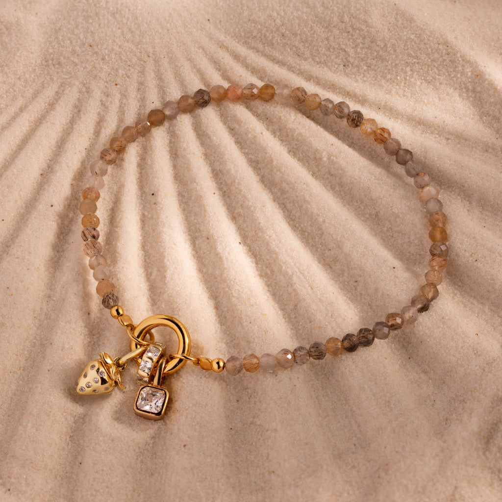 Sunstone Beaded Charm Bracelet