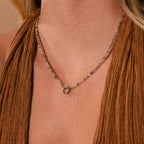 Sunstone Beaded Charm Necklace in Silver