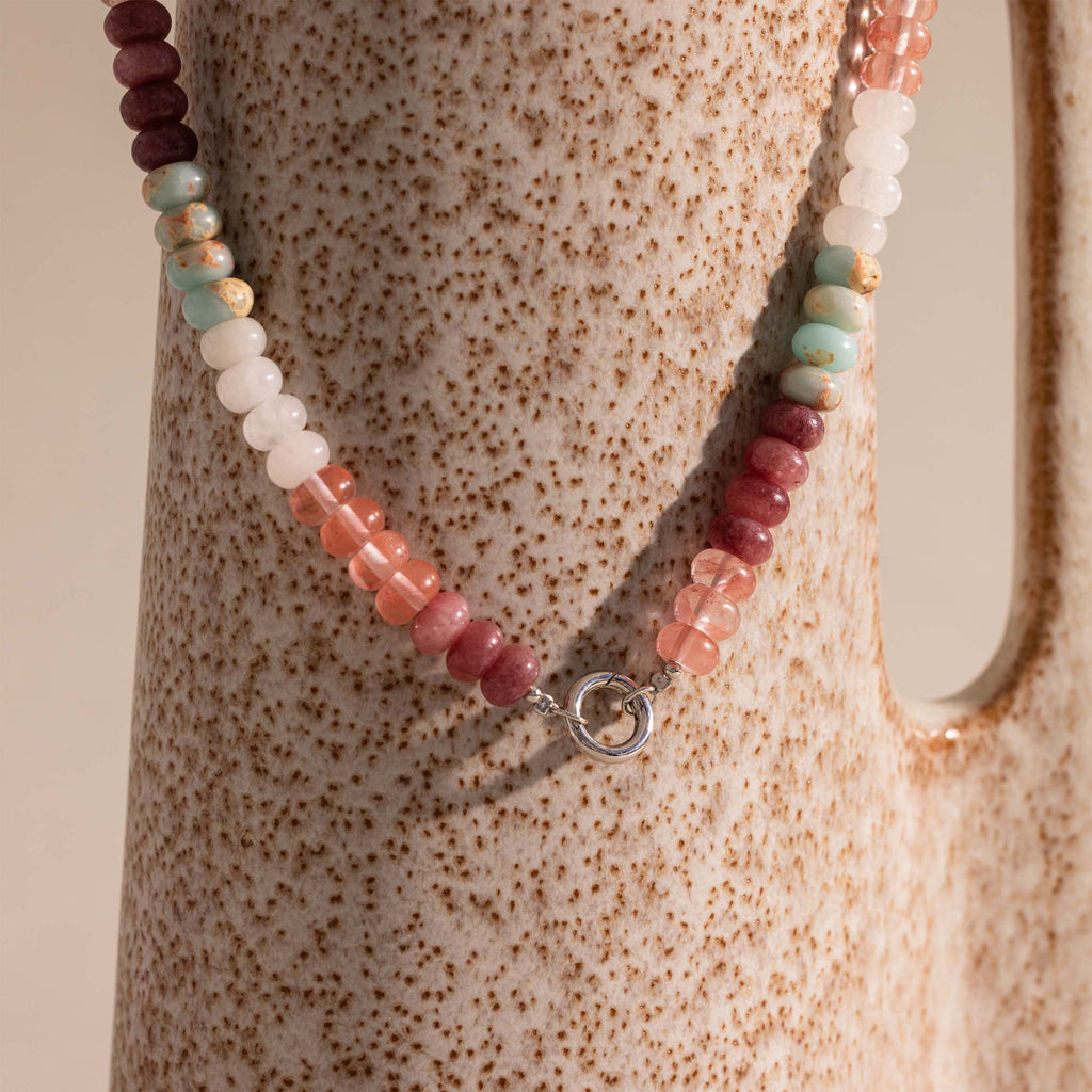 Ember Beaded Charm Necklace in Silver
