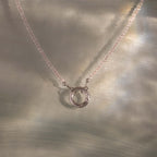 Crystal Beaded Charm Necklace in Silver