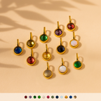 Twelve Signet Birthstone Charms in Bezel Setting - Blue Zrcon, Peridot, Emerald, Alexandrite, Garnet, Ruby, Topaz, Sapphire, Opal, Labradorite, Mother of Pearl and Jade