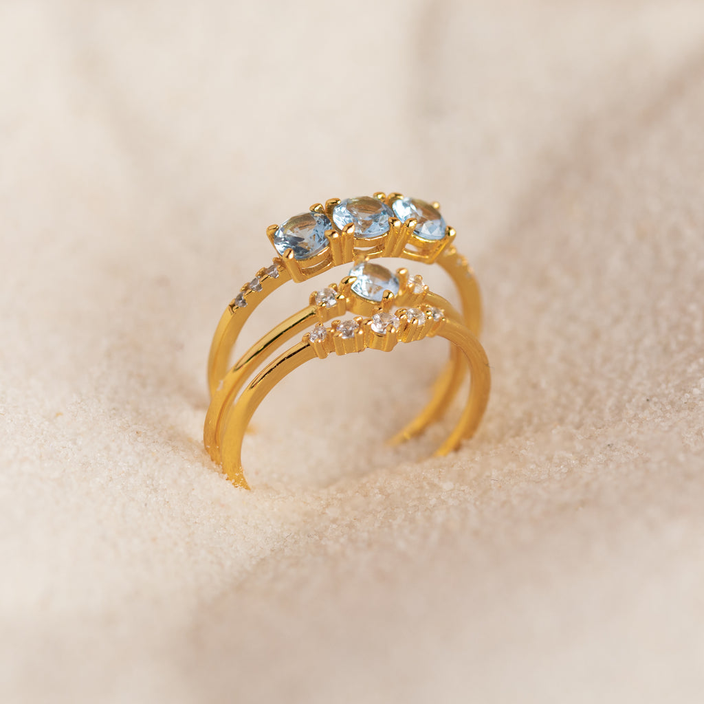 Conjunto de anillos apilables de diamantes