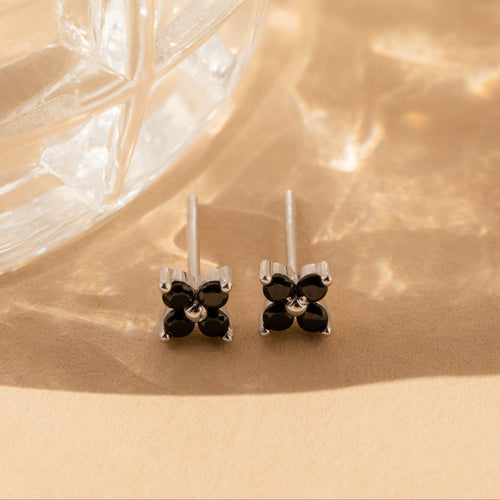 Black Flower Studs